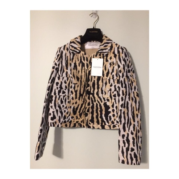 Valentino Silk Cotton Blend Leopard Print Jack, NEW, Size 4US/38IT - Picture 1 of 8